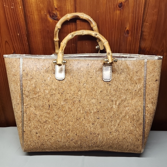 Lilly Pulitzer Tan and Cork Tote Bag with Rose Gold Lining - Picture 10 of 14